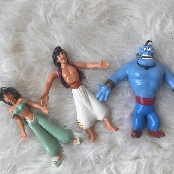 VTG Disney Aladdin + Jasmine + Genie PAX Bendable PVC Poseable Action Figures - Picture 2 of 10